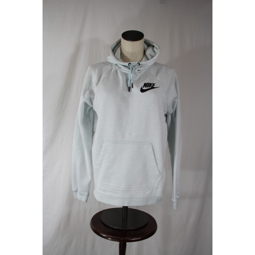 Nike Women's Pullover Hoodie Sweatshirt S Logo Hooded Pockets Heather Light Blue